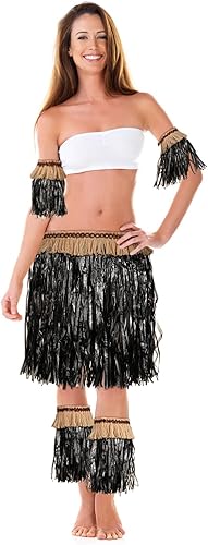 Abaodam Faldas hawaianas Luau Hula, juego de faldas de hierba negra, decoraciones de fiesta, suministros para fiestas de disfraces, cumpleaños,