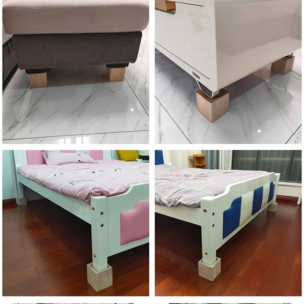 Altezza 10 cm Sollevatori da Letto Rialzo per Mobili In Legno di Pino Rialzi per Tavolo Rialzi di Letto per Tavolo Gambe Mobili per Letto Aumentare l'altezza del Mobile Set da 4 Pezzi (10x10cm)