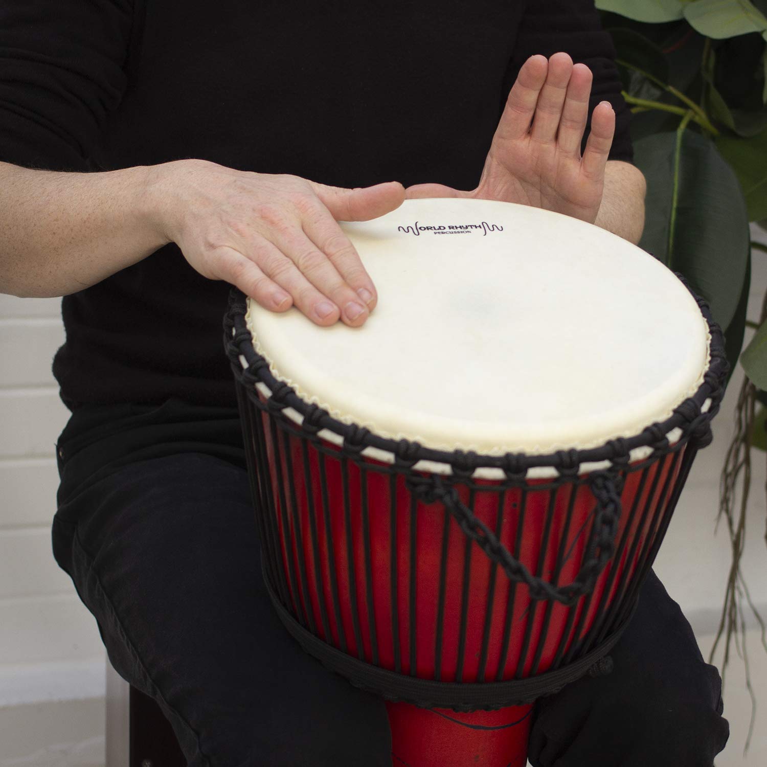 12 Pollici, Djembe Drum In Red - 60 cm African Synthetic Djembe Drum, Rosso