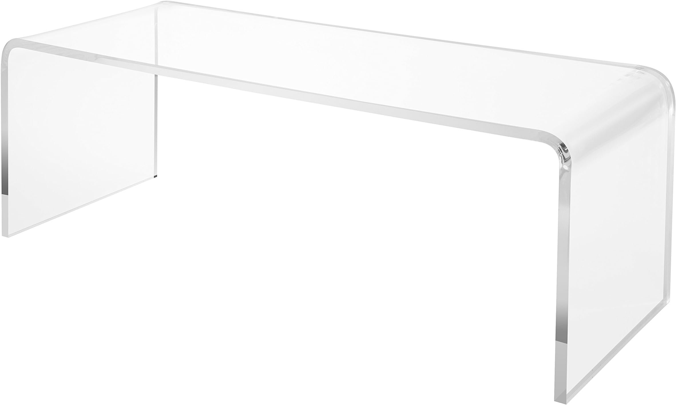 Unum Clear Acrylic Coffee Table, 3/4" Thick - Entryway or Bedroom Bench; Cocktail Table - Classic Waterfall Design with Rounded Edges in Thick Lucite - 44" L x16 D x16 H