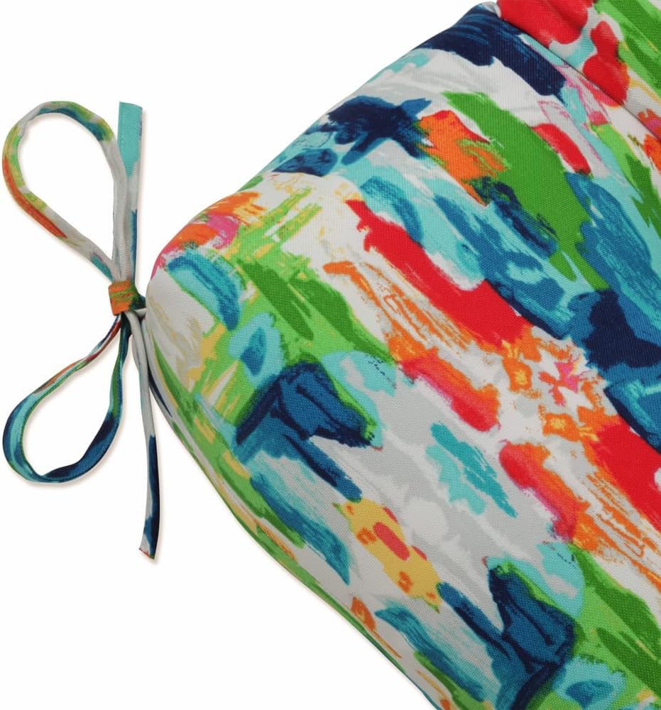 Pillow Perfect Outdoor/Indoor Tufted Bench/Swing Cushion, 60" x 18", Blue Abstract Reflections