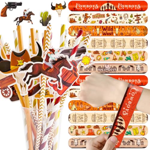 Set de 48 piezas disfraz vaquero: pulseras y pitillos miniatura 1