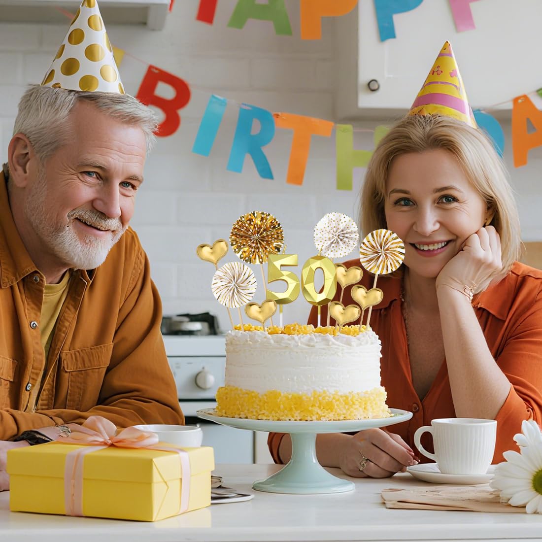 Bougies d'anniversaire 50 Ans pour Gâteau, Décoration Fête Homme Femme