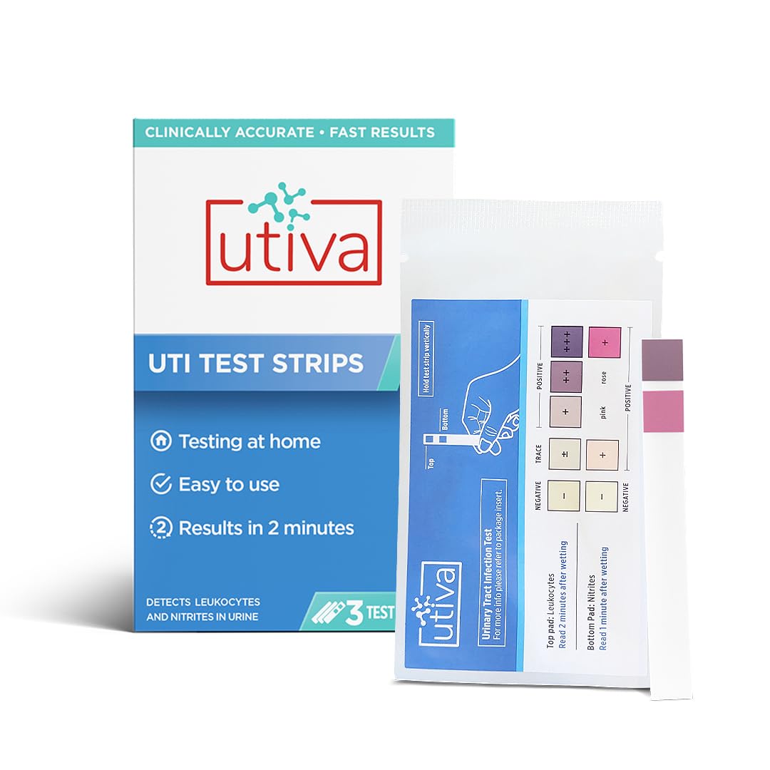 Utiva UTI Test Strips – Home Test Kit for Urinary Tract Infection – Clinically Accurate Results in 2 Minutes – Urine Test Strips for Women and Men, 3 Individual at Home UTI Tests