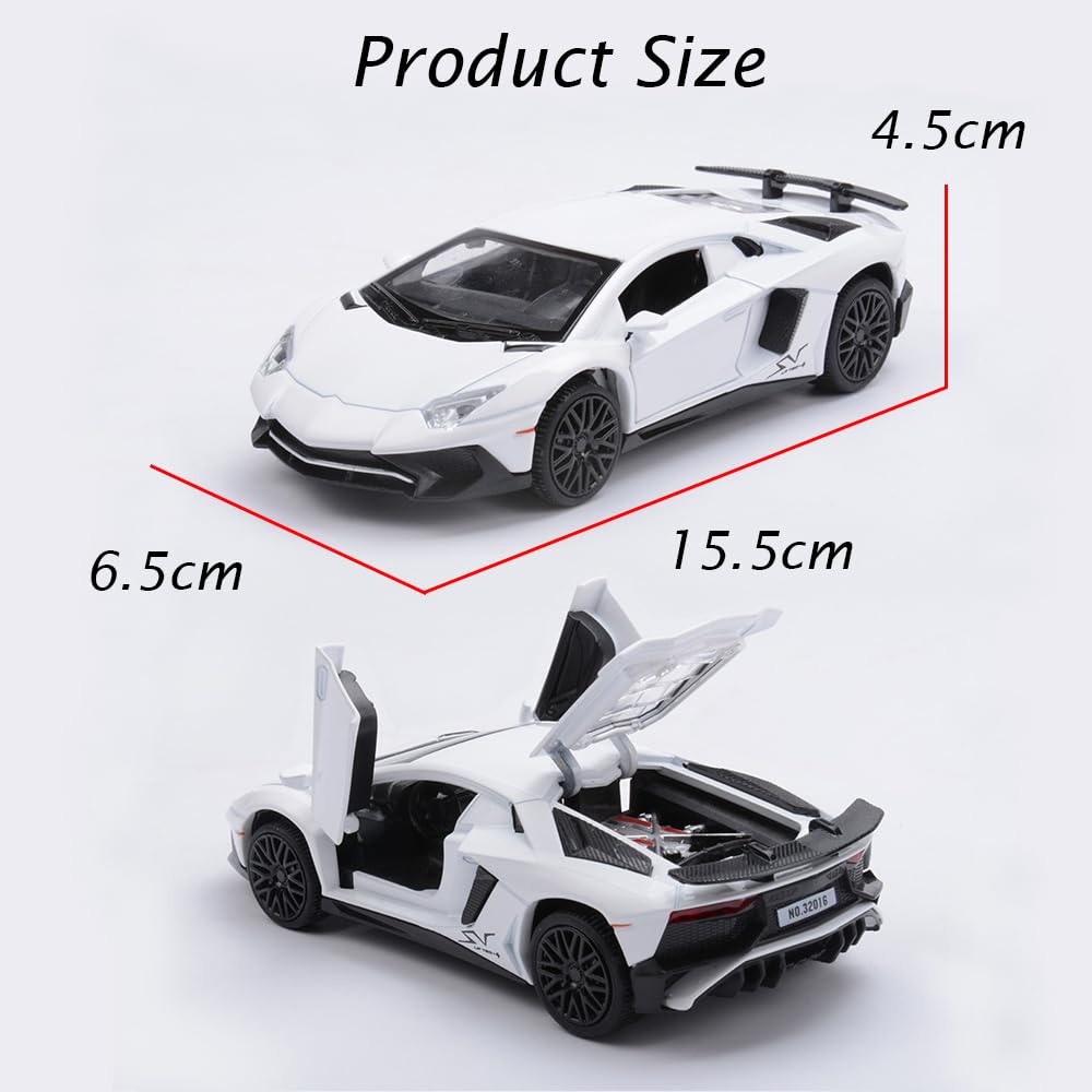 Amazon.com: White Lambo Aventador Toy Car Model Pull Back Vehicles