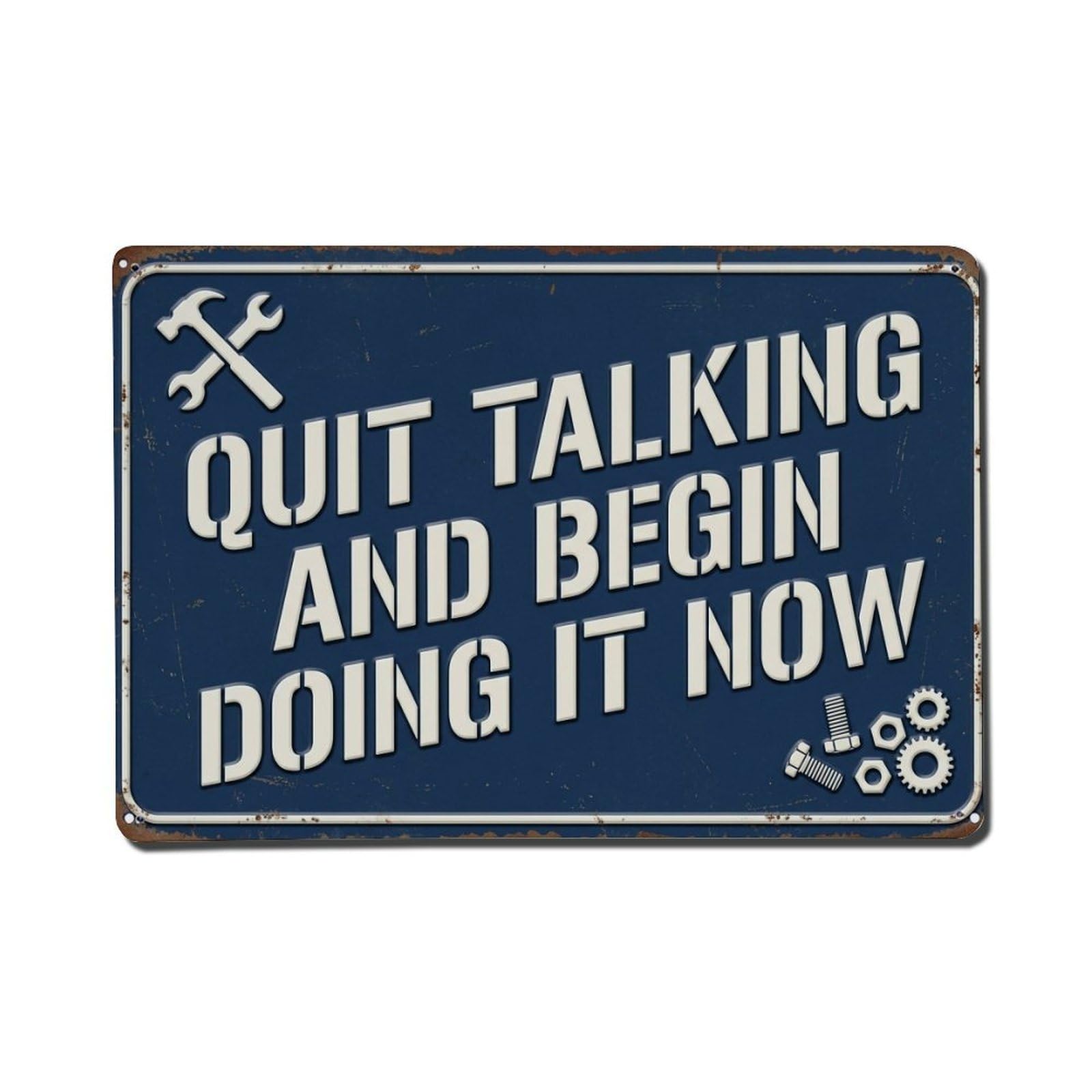 Start Action Today Coffee Retro Motivational Slogans Metal Tin Sign Plaque Wall Decor for Cafe, Club Bar, Office, Home Garden Metal Poster 8x12Inch