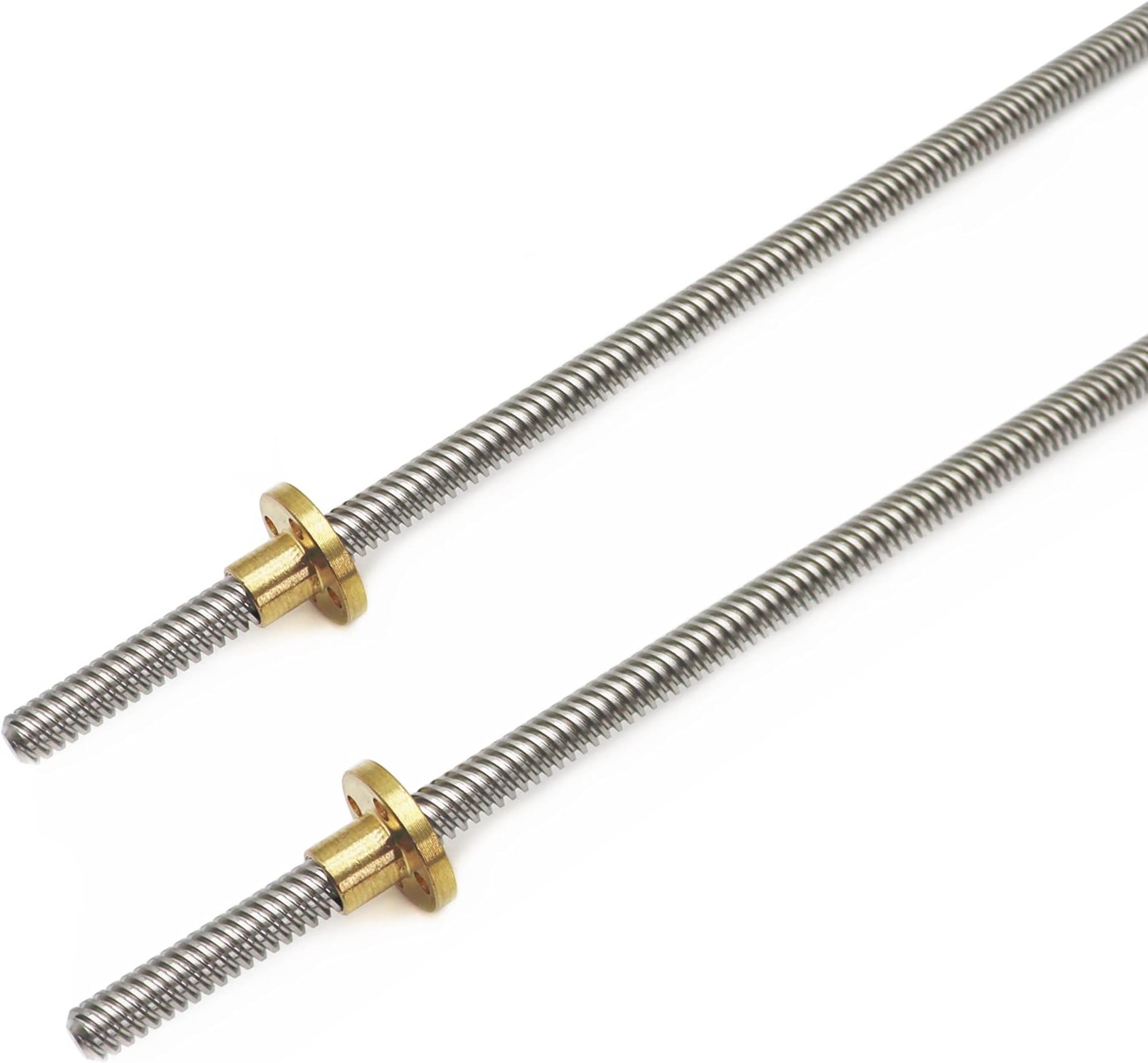 2pcs 400mm Tr8X8 Lead Screw with T8 Brass Nut for 3D Printer Machine Z Axis(Acme Thread, 2mm Pitch, 4 Start, 8mm Lead)