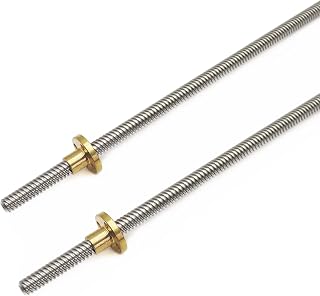 2pcs 350mm Tr8X8 Lead Screw with T8 Brass Nut for 3D Printer Machine Z Axis(Acme Thread, 2mm Pitch, 4 Start, 8mm Lead)