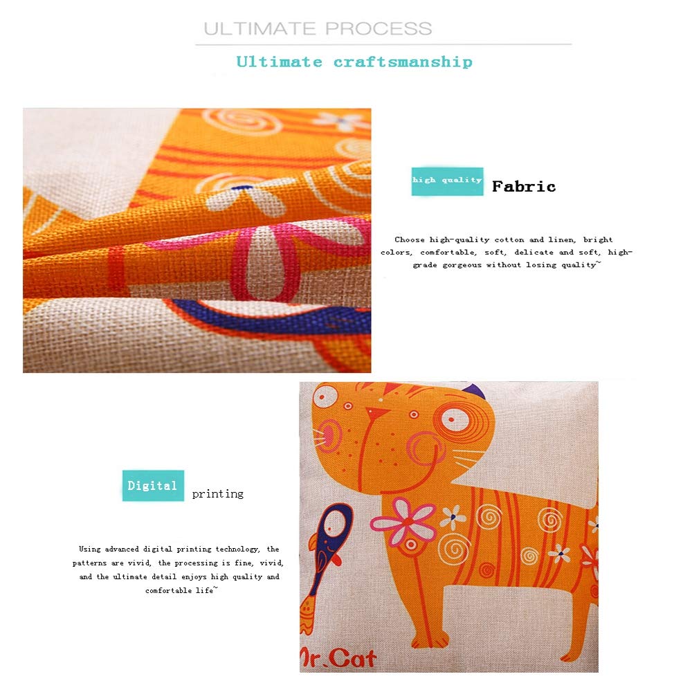 Funda De Almohada para Cojín Cuadrado Algodón Lino para Sofá Cama Decoración Funda De Almohada Adecuado para Sala De Estar, Sofá, Dormitorio, Automóvil, Decoración del Hogar,Juego De 9 45 * 45Cm
