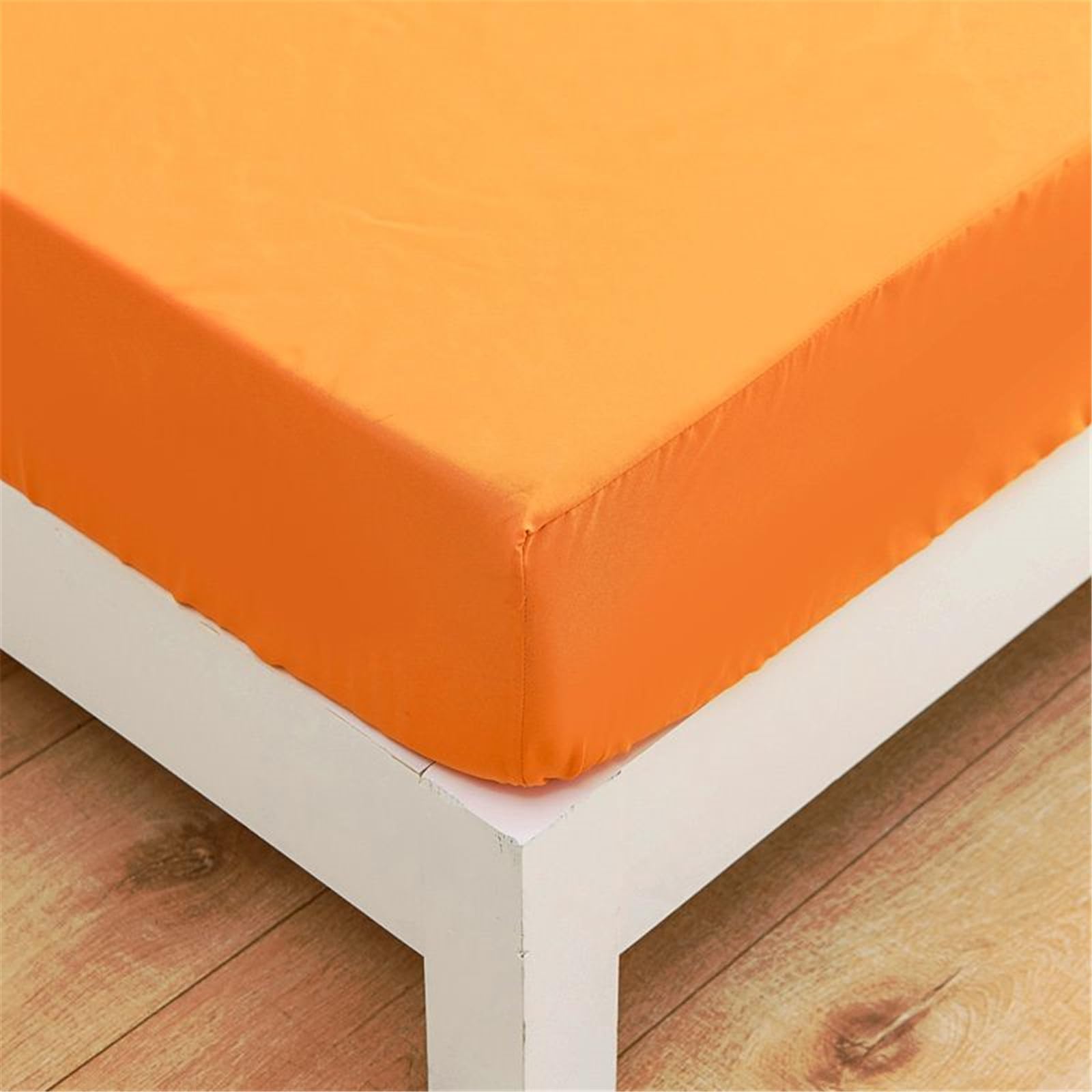 FANSU Fitted Sheet Single Double King Bed Extra Deep 25cm Bed Sheet Soft & Easy Care Breathable Fitted Sheets Microfiber Bedsheets Bedding Fitted Sheet, Solid Color (Orange,2pcs Pillowcase)