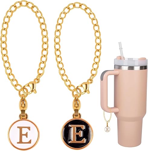 Stanley - 2 dijes de letras para Stanley, simples y modernos, placa de identificación, mango de letra inicial, dije personalizado para vaso Stanley,