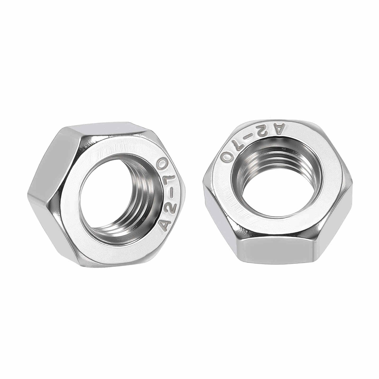 Kozelo 10pcs Hex Nuts - [M12-1.75] 304 Stainless Steel 18-8 (A2-70) Hardware Nuts for Mechanical Repair & Assembly, Standard Metric Coarse Thread Nut, Bright Finish, Silver