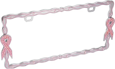 Bell Automotive 22-1-46450-8 Pink Breast Cancer Awareness Ribbon Design License Plate Frame, Corrosion Resistant, Easy to Install