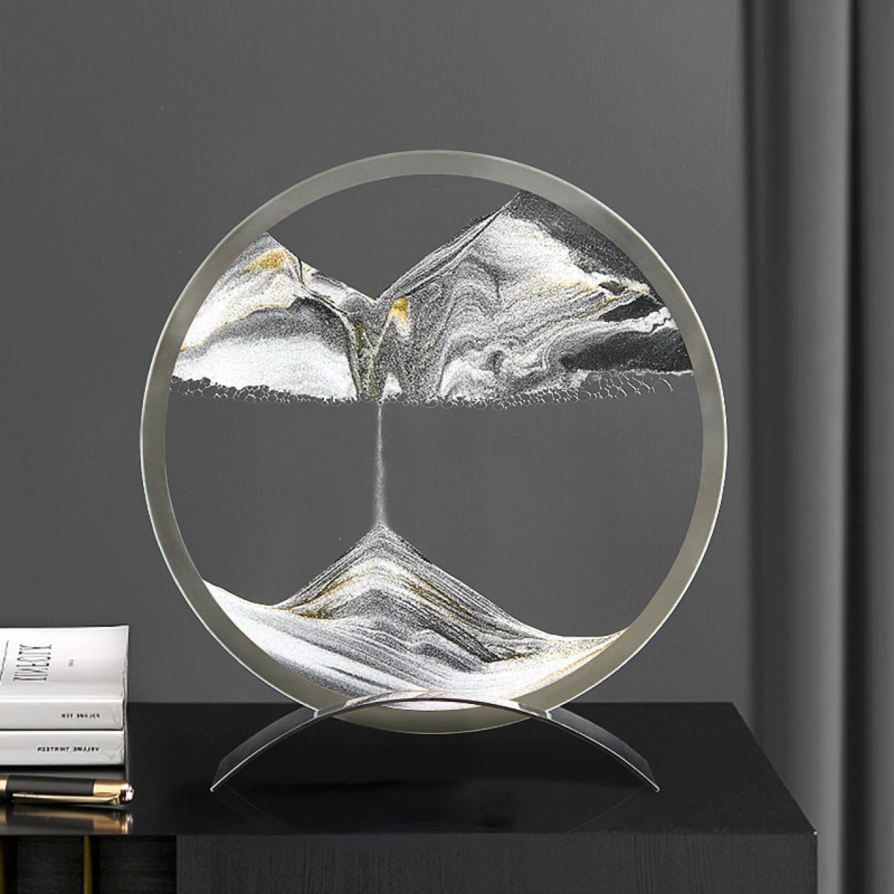 水晶時計 岳峰　風景画 美術品 時計 額縁 サンドアート 水晶時計 岳峰 風景画 美術品 時計 額縁 サンドアート