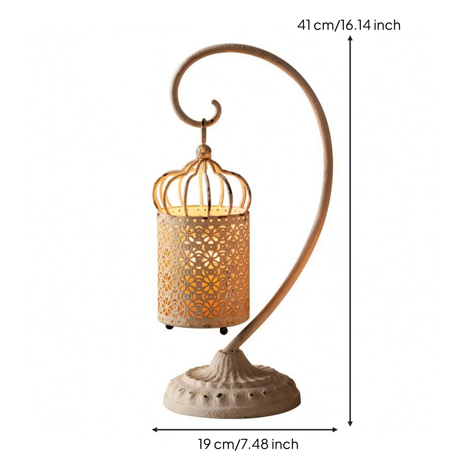 Baoblaze Farol Decorativo Farol de Mesa Portavelas Linterna de Hierro Ornamento Clásico Estilo Francés Difusor de Vela Adecuado para Comedor Estudio Decoración Navideña, Negro Retro