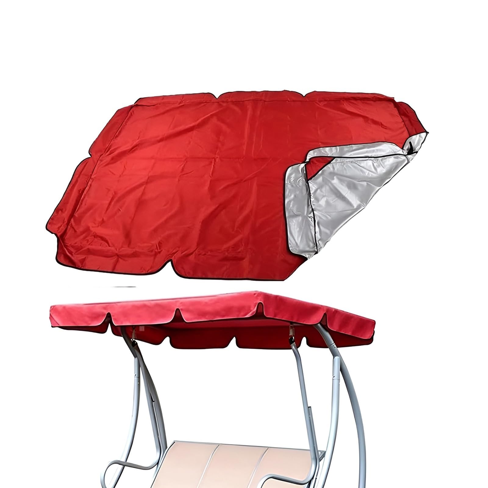 Toile de Rechange pour Balancelle de Jardin 164 x 114 cm, 195 x 125 cm Imperméable et Anti-UV Housse de Rechange Toit de Balançoire(Rouge,195x125x15cm/77x49in)