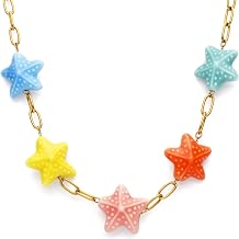 SINGULARU Women's Necklace Starfish Chic Color Steel Gold Plated