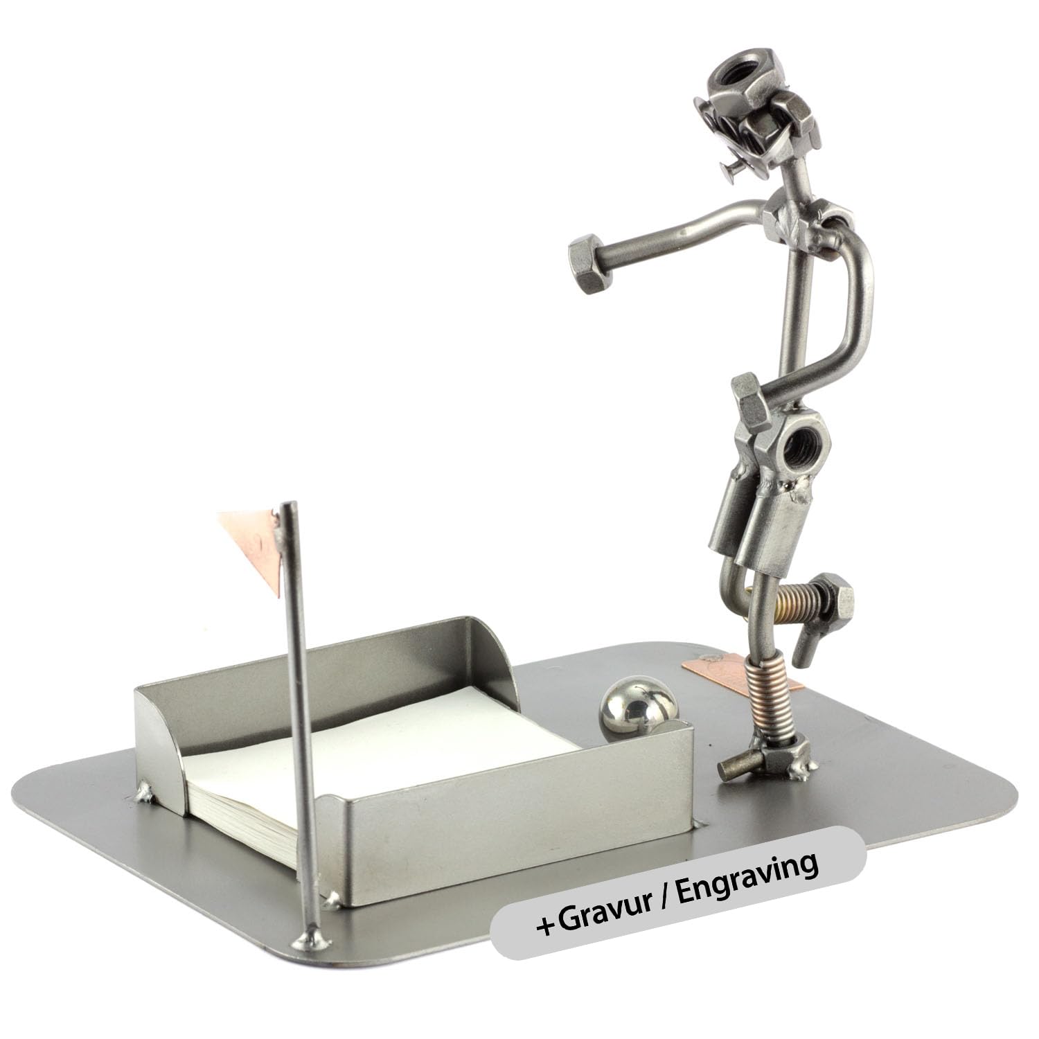 Steelman24 Schraubenmännchen FUÃŸBALLER ZETTELBOX MIT PERSÃ–NLICHER Gravur