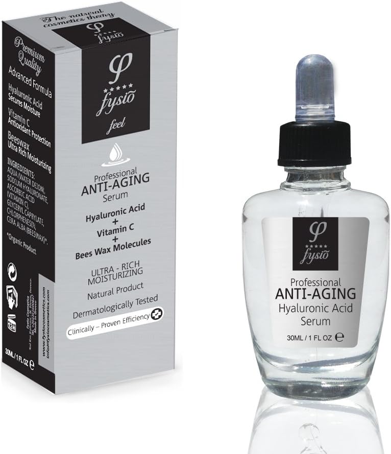 Hyaluronic Acid Anti Aging Vitamin C Face Serum Natural Moisturiser with Organic Beeswax for Maximum Skin Cells Penetration - 30ml - For Face & Neck - Best Treatment for Acne Scars, Fine Lines, Wrinkles, Dark Circles and Eye Bags 30ml