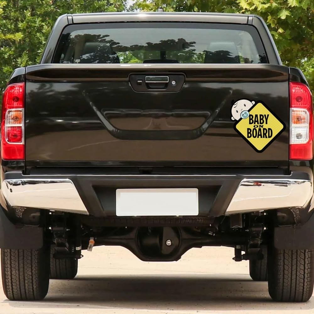 Baby On Board Sticker for Cars- 2Pack Baby in Car High Intensity Reflective Waterproof Vinyl Safety Car Signs for Rear, Side Windows, Bumpers