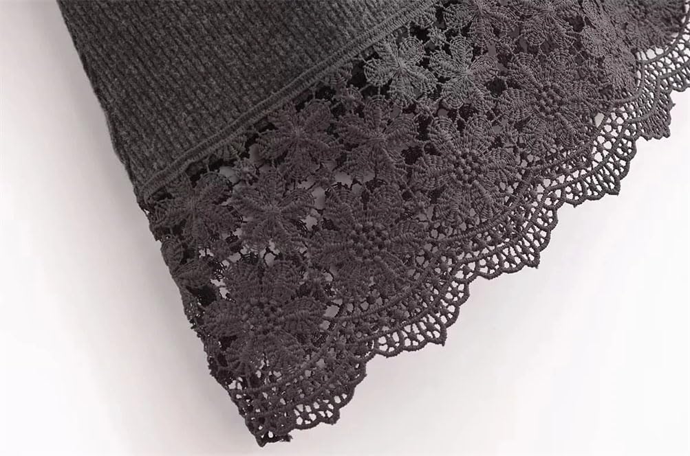 2-teiliges Midi-Rock-Set für Damen, 2-teilig, gerippt, hoher Kragen, Oberteil, zweiteiliges Outfit