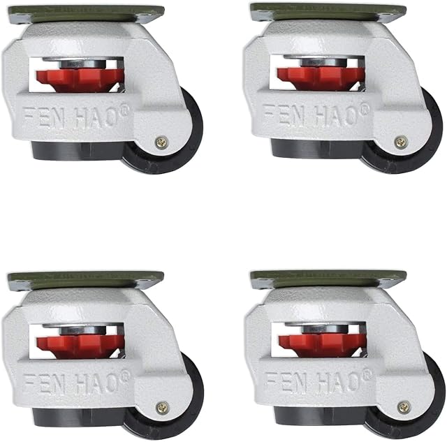 Heavy Duty Caster Wheels Set of 4, Leveling Retractable Workbench Castors by Poweka, Swivel Wheels Designed for Furniture, Workbench, Welding Table, Loading Capacity 250kg Per Castor