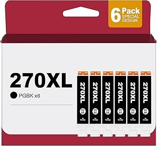 PGI-270XL 6-PGBK Value Pack Compatible Ink Cartridge Replacement for Canon PGI-270XL PGI-270 PGI 270 XL to Use with MG6821 MG6822 MG5720 MG7720 TS9020 TS8020 TS6020 TS5020(6 Large Black)