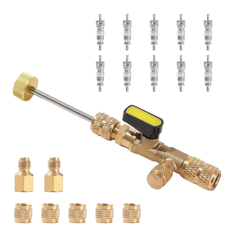 Kit de Ferramenta para Remoção e Instalação de Núcleo de Válvula para Ar-Condicionado 1/4 e 5/16 SAE IMSTMTER com 18 Peças