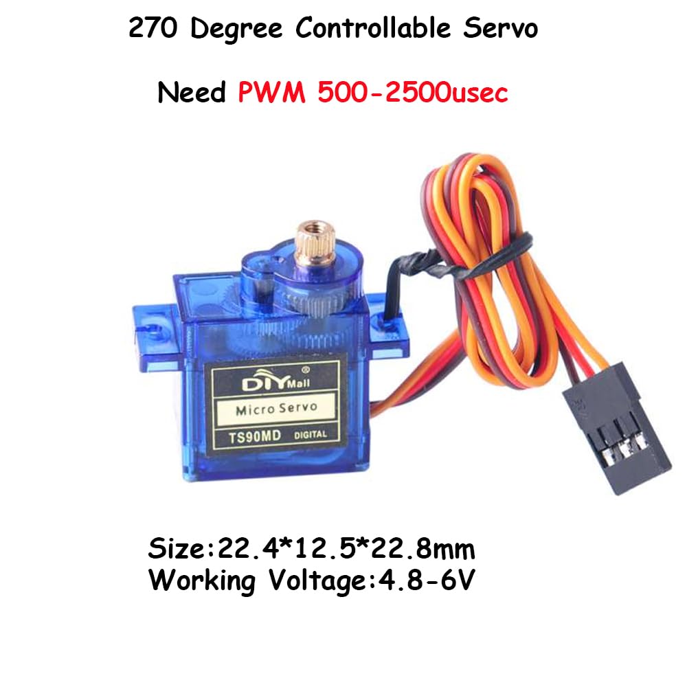TS90MD 9 g Micro Digital servo ingranaggio in metallo pieno 270 gradi regolabile per droni RC, braccio robotico Smart Car richiede larghezza di impulso 500 ~ 2500usec (confezione da 4 pezzi)