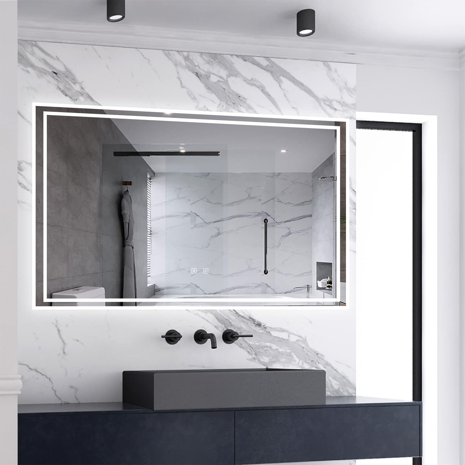 Skybathroom 1200x700mm Illuminated LED Bathroom Mirror with Bluetooth and Demister Pad|3 Colors|Dimming Function