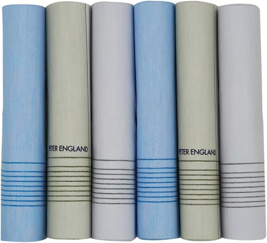 Men's Cotton Pastel Casual Style Handkerchief (Pack Of 6), Multicolor, 45 cm X 45 cm