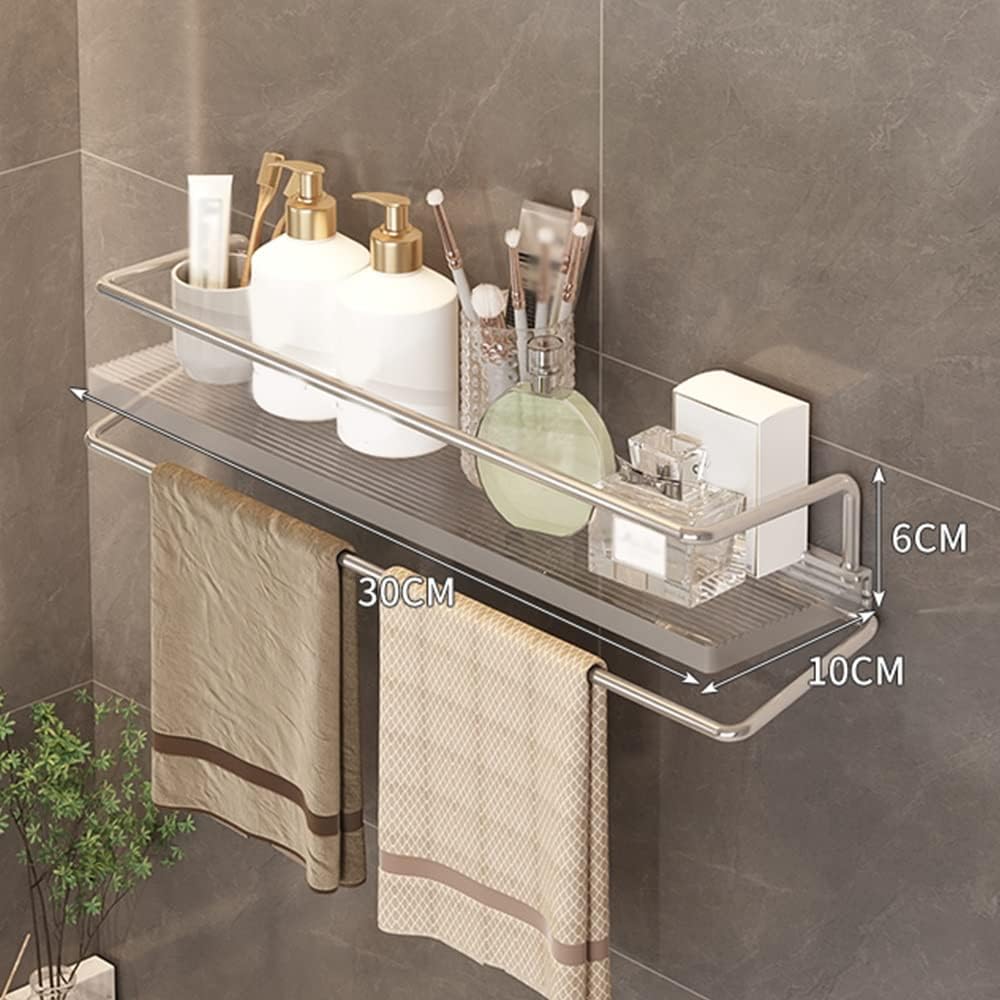 akrylowa półka ścienna na książki, Akrylowa pływająca narożna półka ścienna pod prysznic Wieszak na ręczniki Przezroczysty organizer 30-50cm(D Avec Tige,50cm)