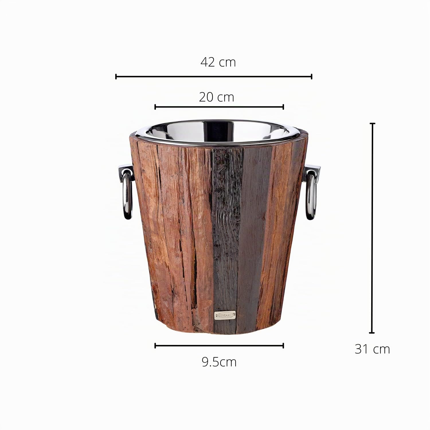 EDZARD Champanera Providence (H 28 cm, Ø 27 cm), acero inoxidable y madera, para 1 botella – enfriador de vino, enfriador de botellas, cubitera