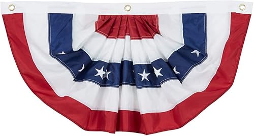 Miniatura 2 de SUNYAO Banderines de la bandera estadounidense de Estados Unidos, 2 x 4 pies, bandera de abanico plisada de Estados Unidos, ojales de latón de