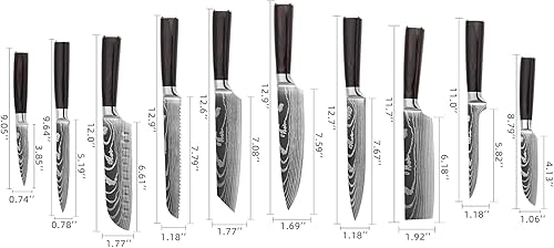 Miniatura 6 de Chef Knife Ultra Sharp Kitchen Knives 10Pcs, Professional Cutting Knife Stainless Steel Chef Knife Set, Chopping Knife, Ergonomic Non-Slip Handles,