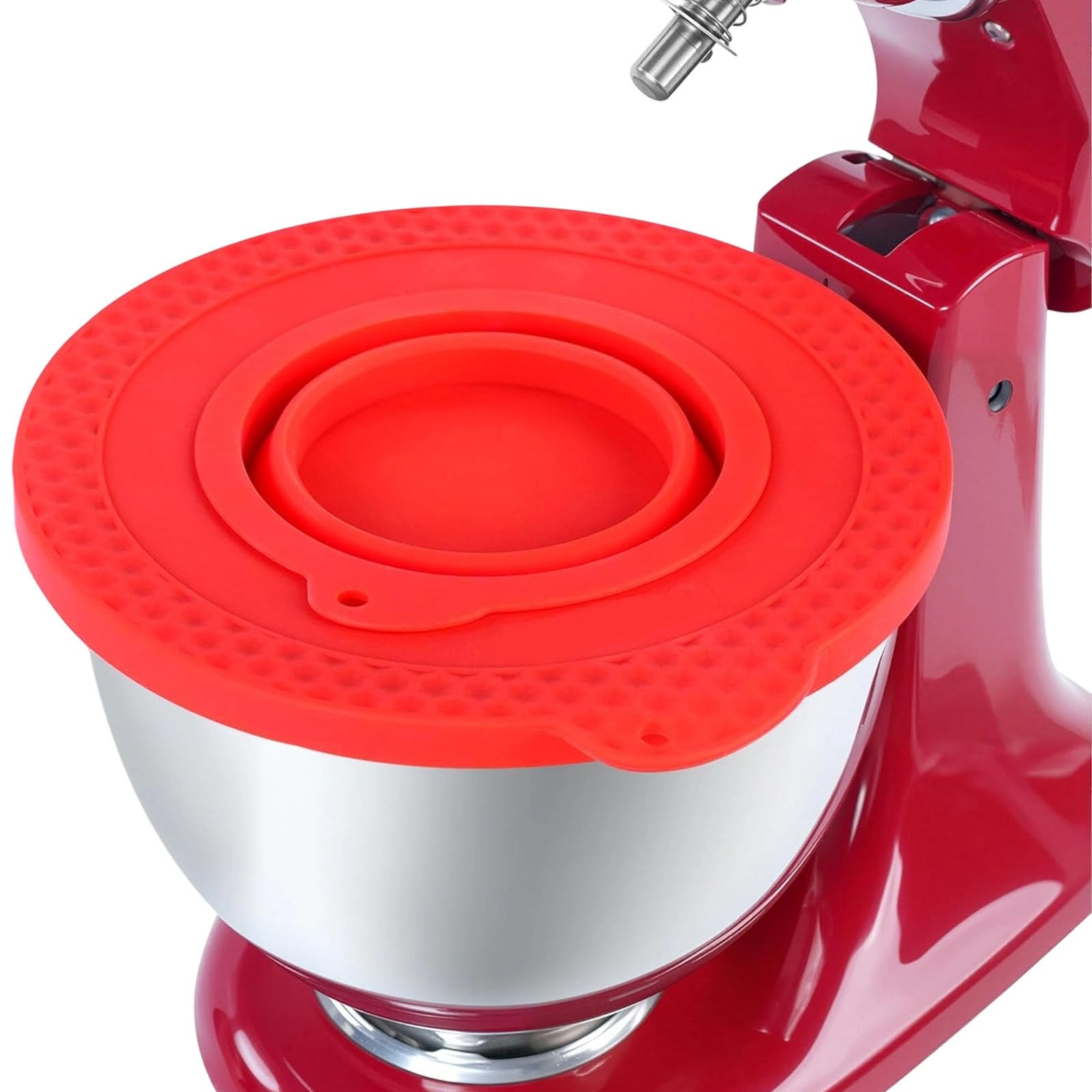 Tfaoys Red Silicone Mixing Bowl Cover Splash Proof Stand Mixer Bowls Lid For 4.5-5Qt Tilt Head Stand Mixers Bowl Kitchen Accessory Mixer Accessory