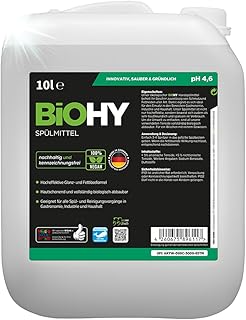 BiOHY Spülmittel (10 Liter Kanister) | Bio Geschirrspülmittel ohne schädliche Chemikalien | Flüssiger Fettlöser für frischen Glanz | ideal für Spülmittelspender | biologisch abbaubar