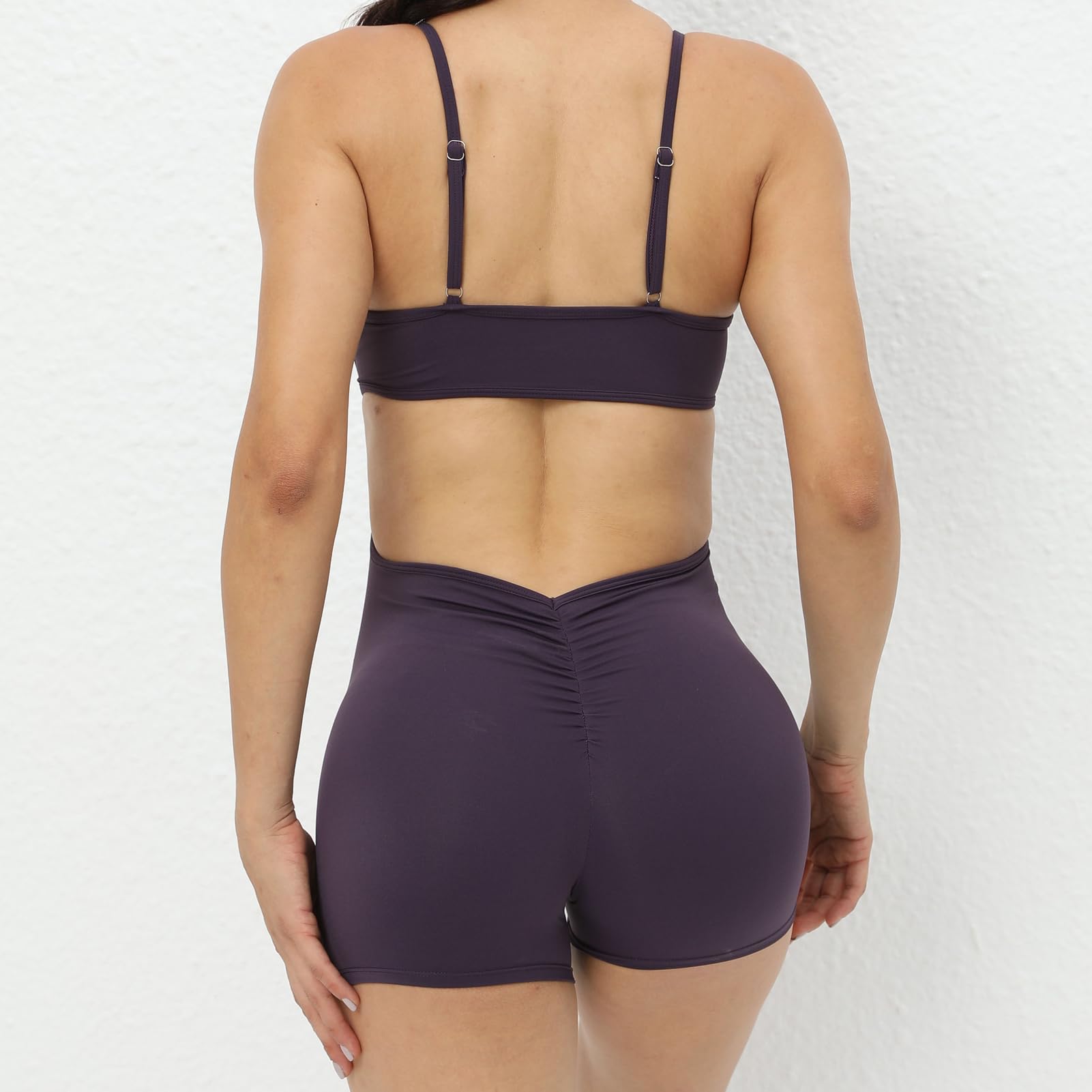 Mono de Yoga Sexy para Mujer - Body sin Mangas con Tiras y diseño sin Espalda, Mameluco Ajustado sin Costuras en Estilo Pantalones Cortos