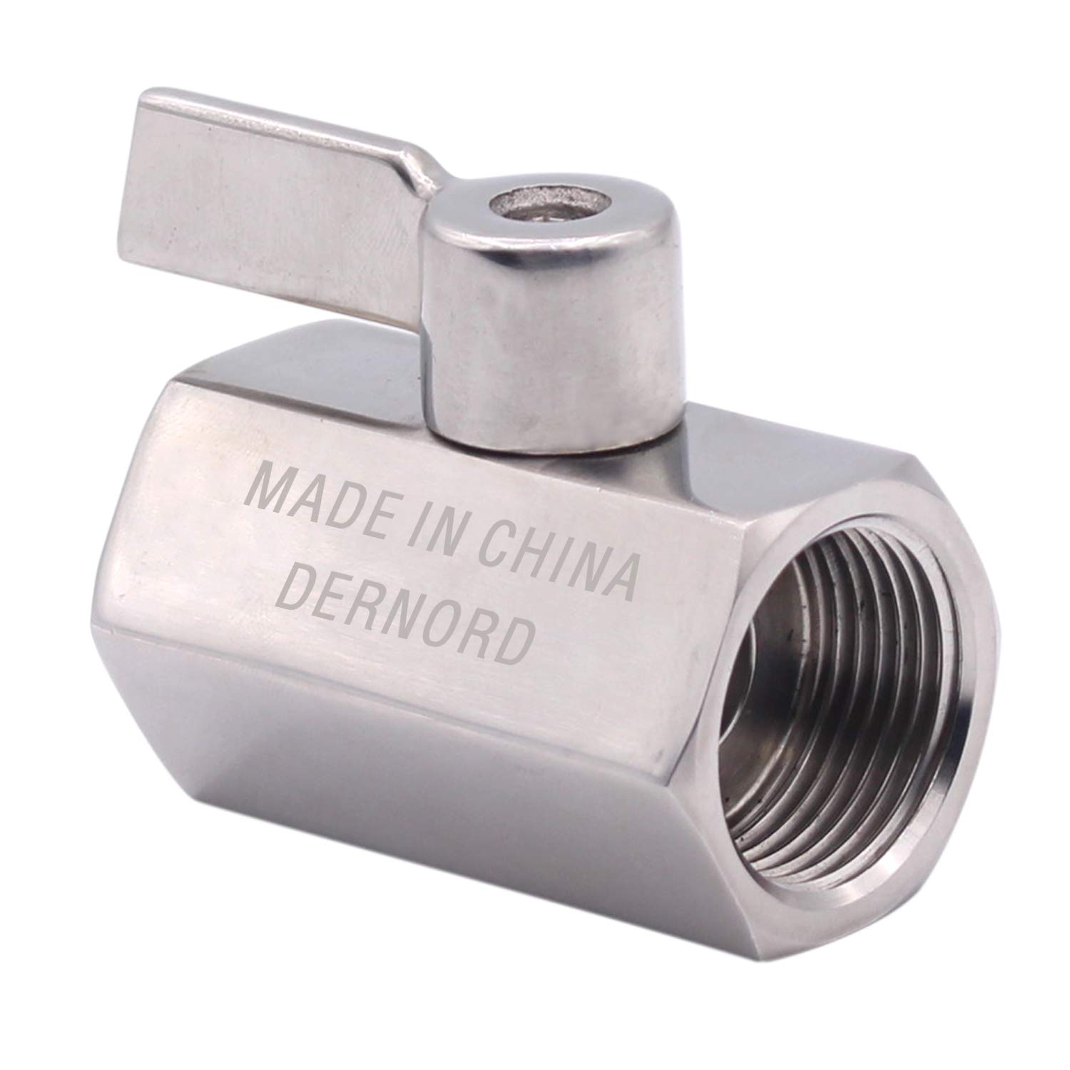 Dernord válvula de bola NPT de 3/4 pulgadas hembra y hembra con mango de acero inoxidable (Paquete de 2)