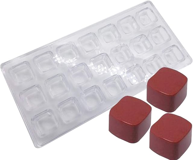 Candy Making Mold, Clear Polycarbonate Chocolate Mold Jelly Candy Making Mold 21-Piece Tray (Square)