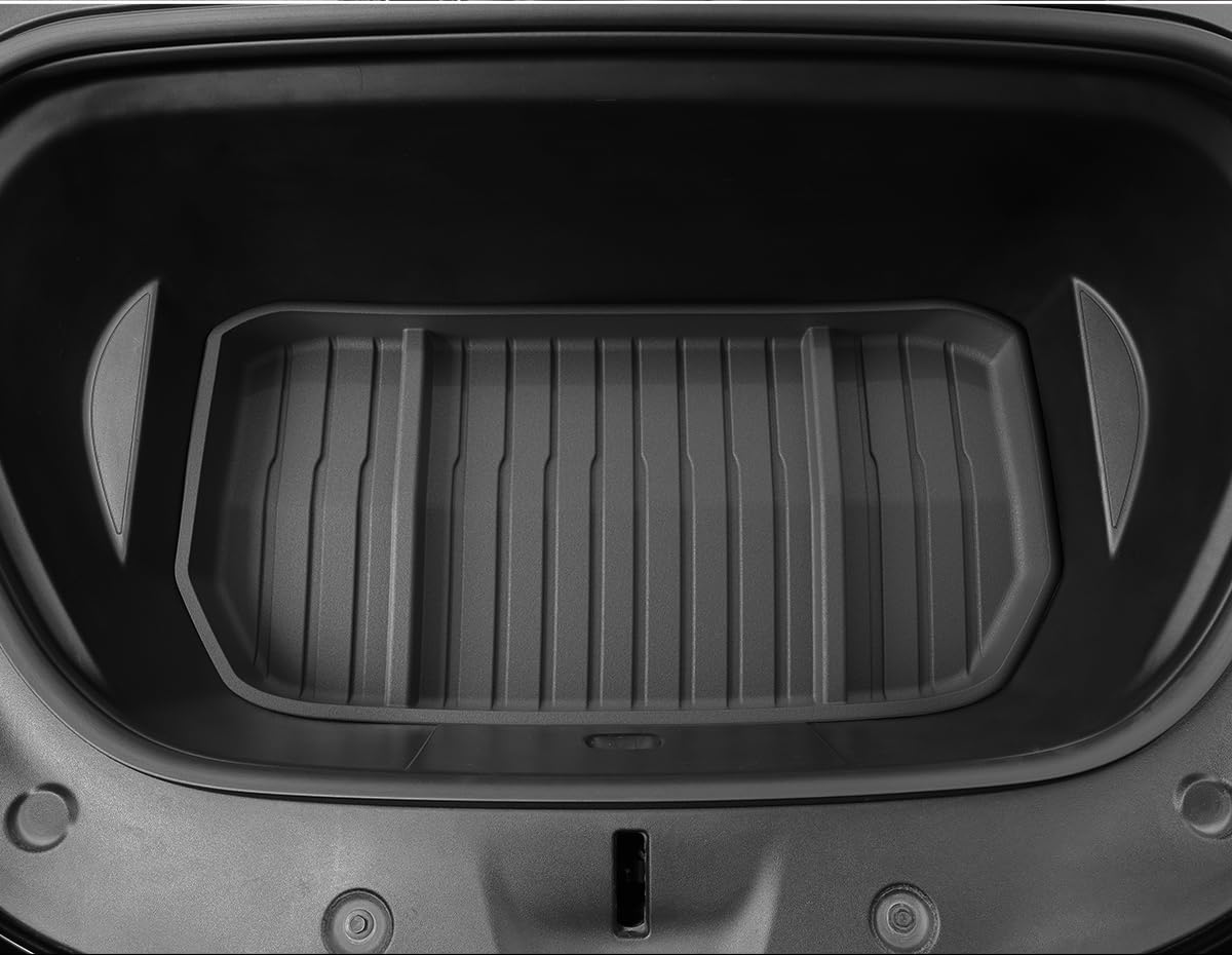 LUCKEASYfor Tesla Model Y 2021-2023 Striped Piano Trunk mat All-Weather Waterproof TPE car Front Trunk mat Pad Protect（MY-STPE03）