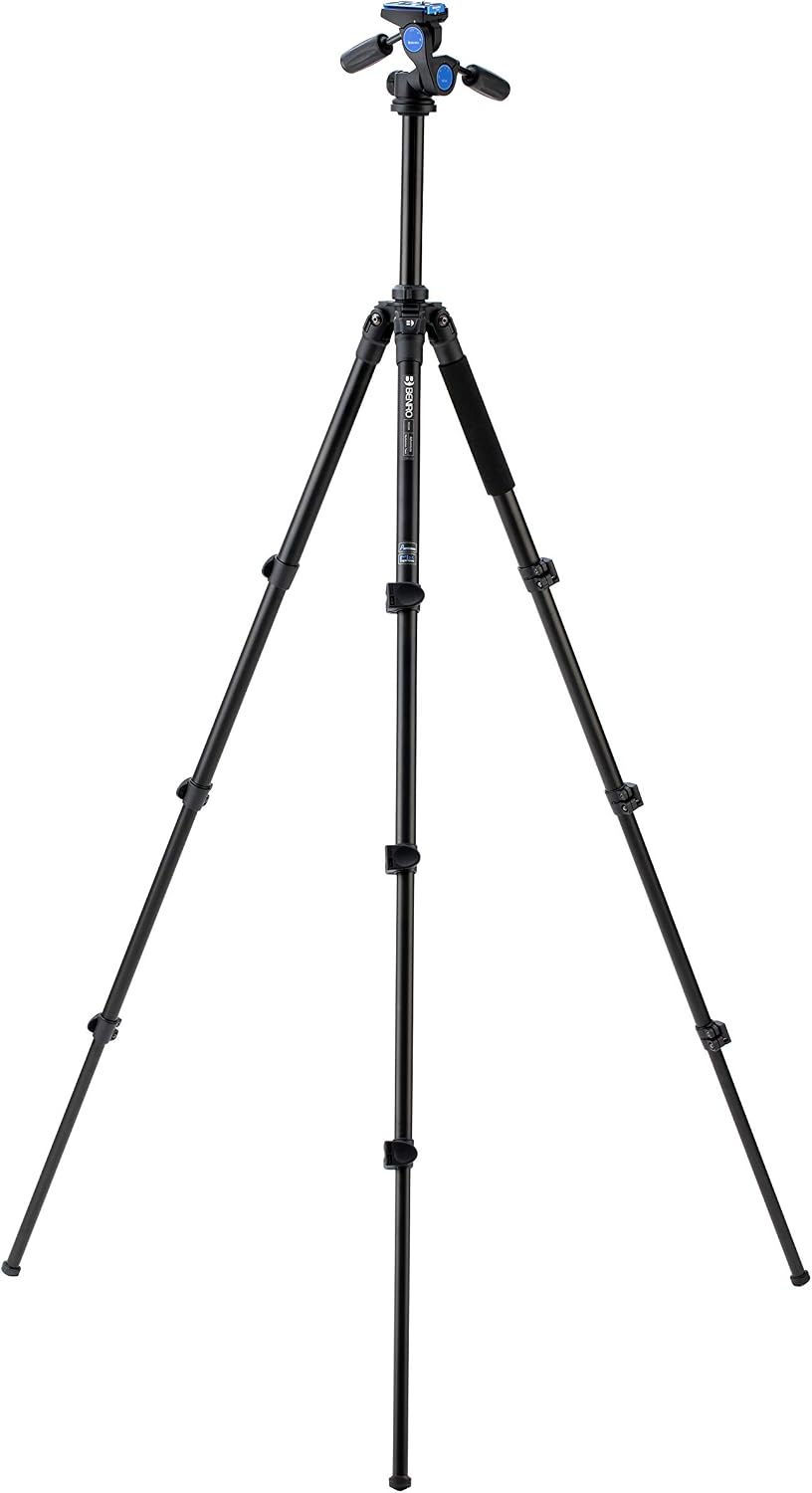 Benro Adventure 2 Series Aluminum Tripod with HD2A 3-Way Pan/Tilt Head – Multi-Angle Legs, Twist-Lock Adjustments & Quick-Release Mounting for Photo and Video Creators (TAD28AHD2A)
