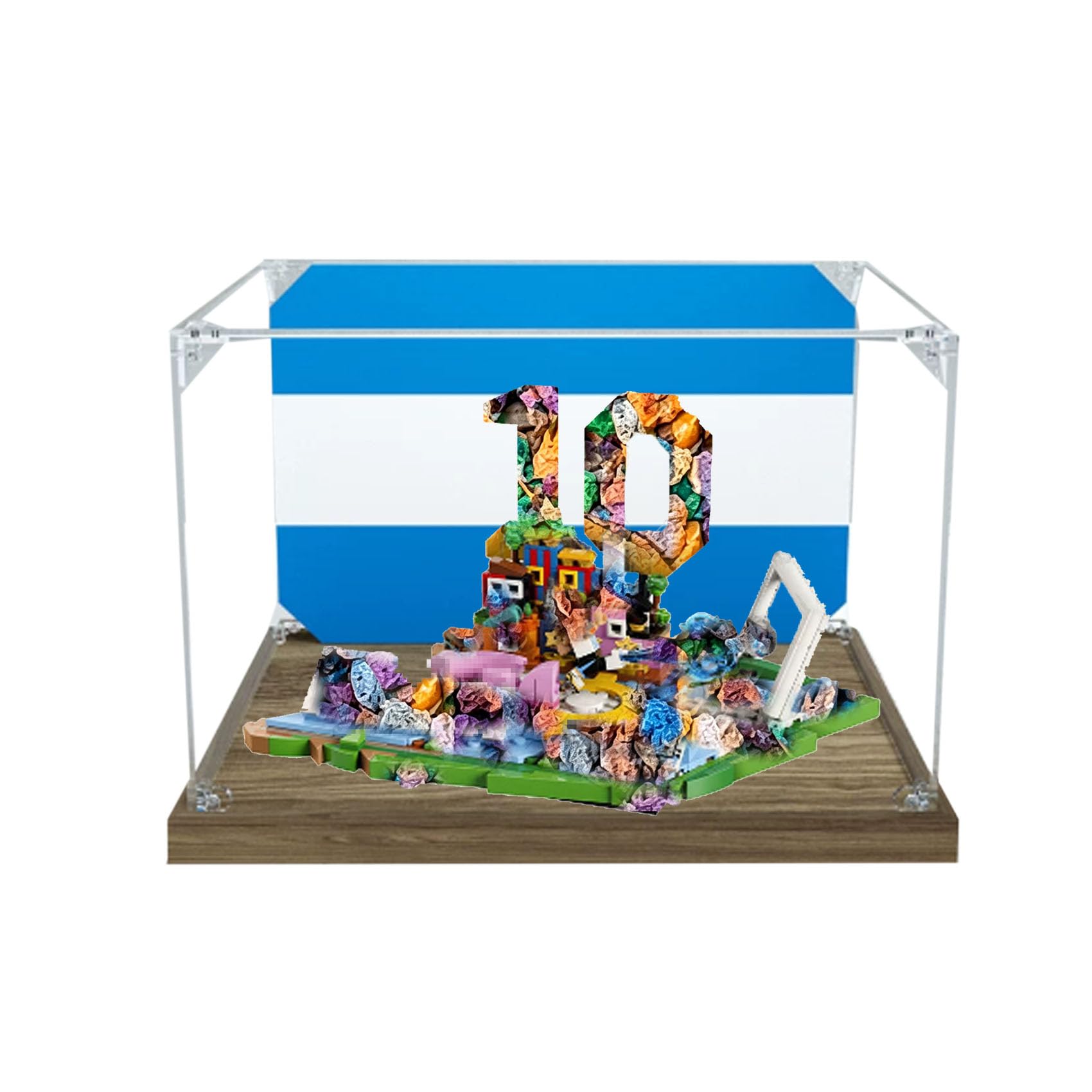 Acrylic Display Case for Le-go 43011 The Moment of the Goal Model, Dustproof Display Box (display box only) (StyleB Background 3mm)