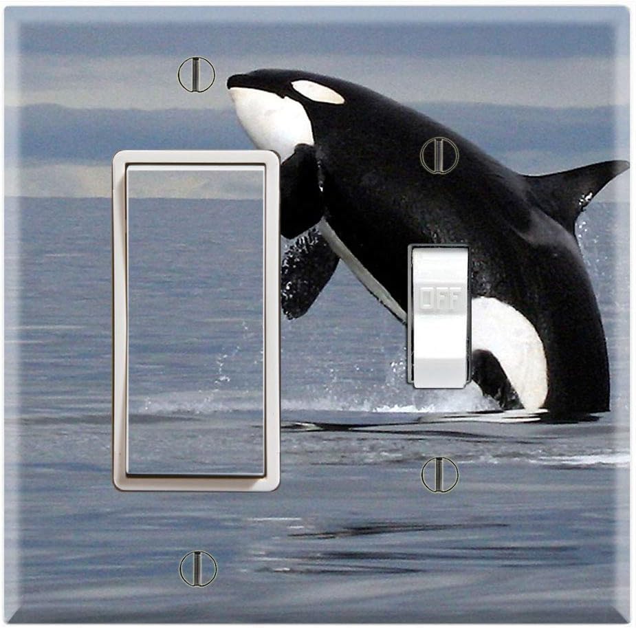 Graphics Wallplates - Orca Killer Whale Jumping out of Water - Rocker/GFCI Toggle Combo Wall Plate Cover
