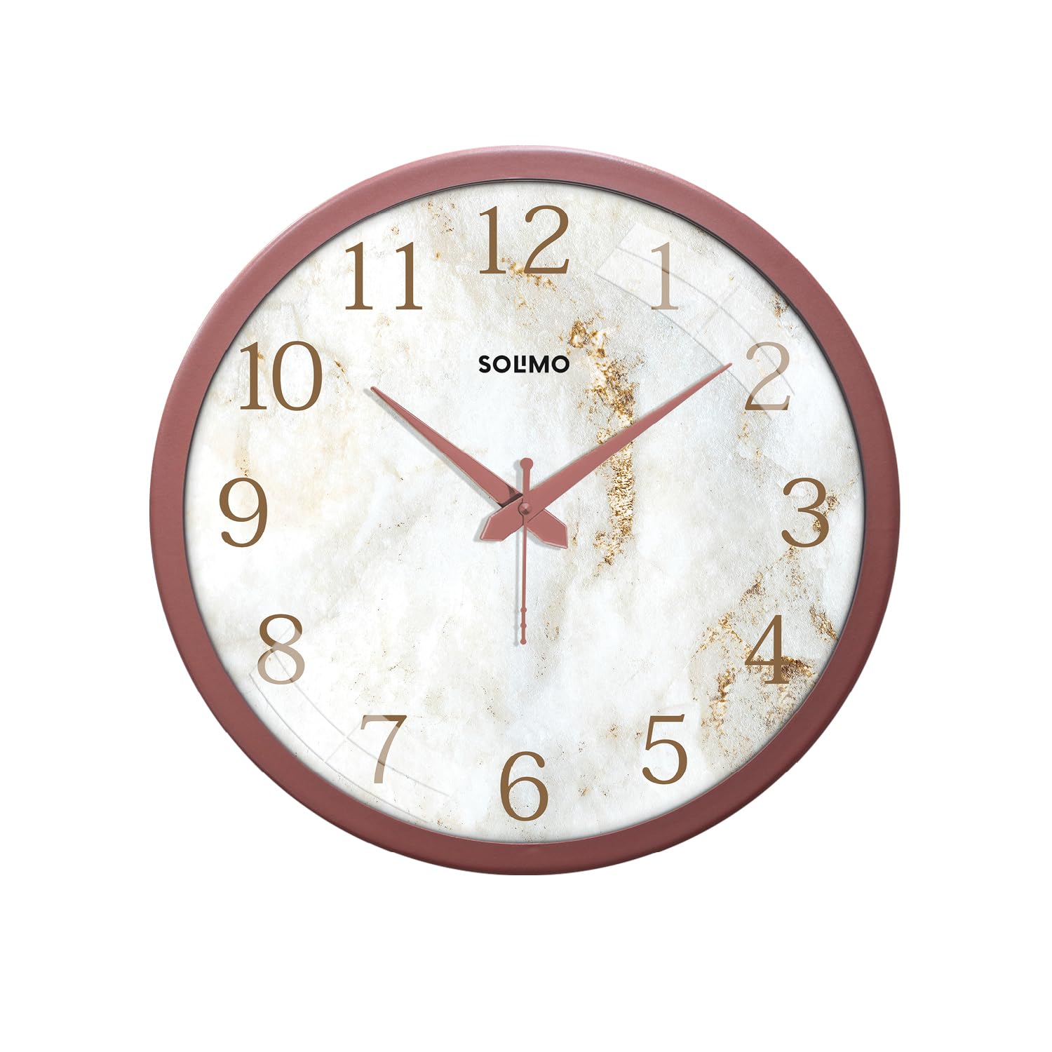 Amazon Brand - Solimo 12-Inch Marble Dial Fascinate Plastic Analog Wall Clock (Silent Movement, Copper Color Frame)-image-22