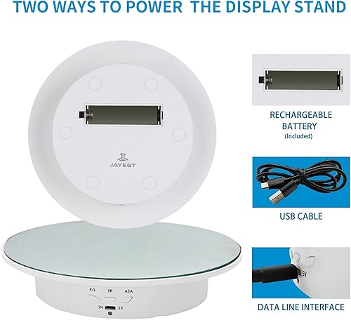 JAYEGT Soporte de exhibición giratorio motorizado, carga de 7.87 pulgadas17.6 libras, tocadiscos giratorios eléctricos de 360 grados para productos
