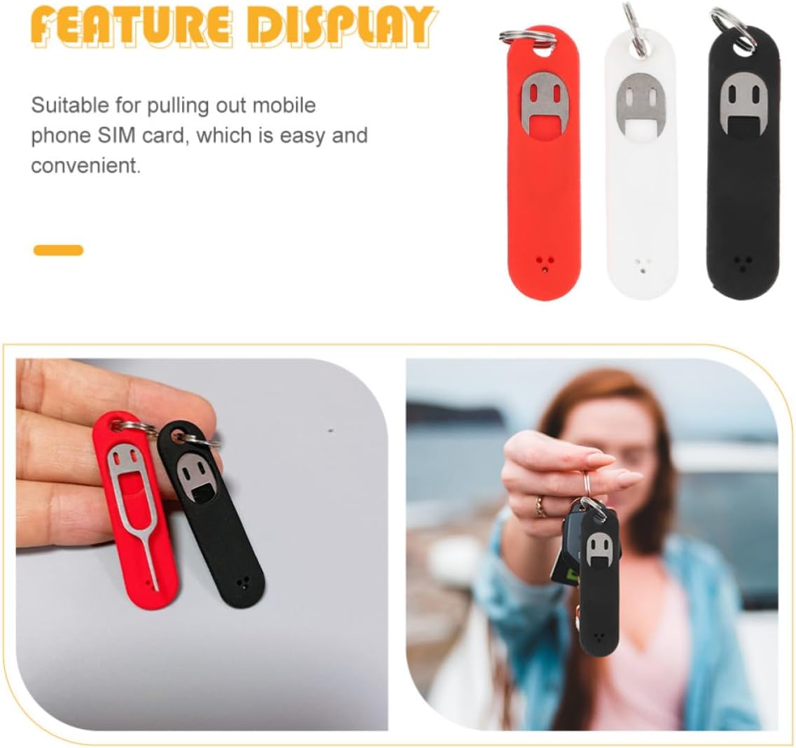 3pcs Sim Card Remover Keychain Tool with Silicone Cover image 3