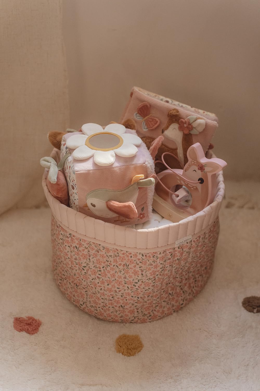 Little Dutch Cubo de Tacto de Tela Cubo de Juego Cubo de Actividad Venado Rosa - Fairy Garden