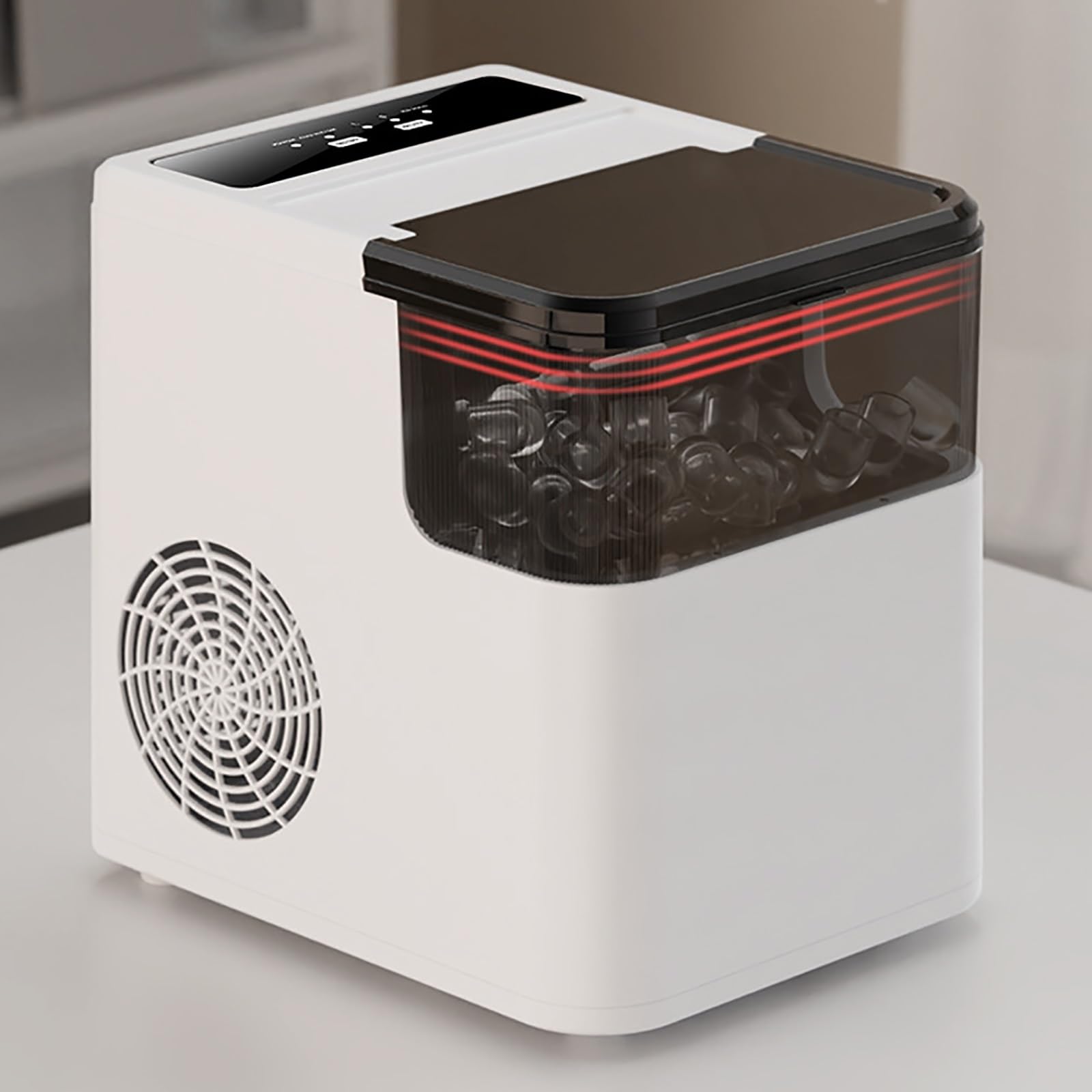 Portable Ice Maker Countertop, Pebble Ice Machine with Chew Crushed Ice, 24Hrs Chewable Ice Machine, Timer, Portable Ice Maker Machine with Clear Ice Cubes for Whiskey/Coffee/Soft Drinks
