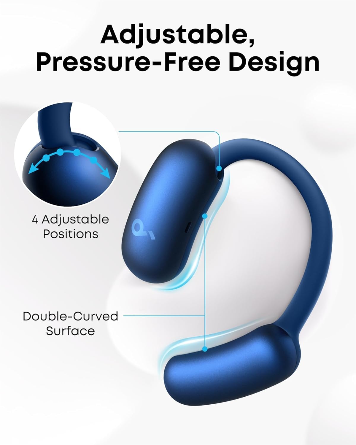 soundcore AeroFit 2 firmy Anker(odnowiony), słuchawki otwarte, regulowane zaczepy na uszy, ścisłe dopasowanie, bogaty bas, dźwięk bezprzewodowy Hi-Res, 42 godz. odtwarzania